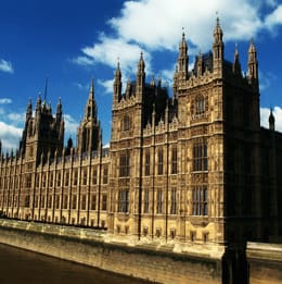 A large building with many windows and spires