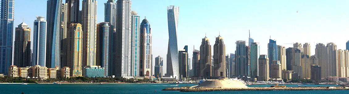 A view of the city skyline from across the water.