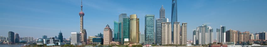 A city skyline with many skyscrapers and buildings.