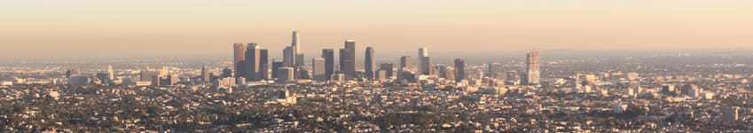 A view of the city skyline from above.