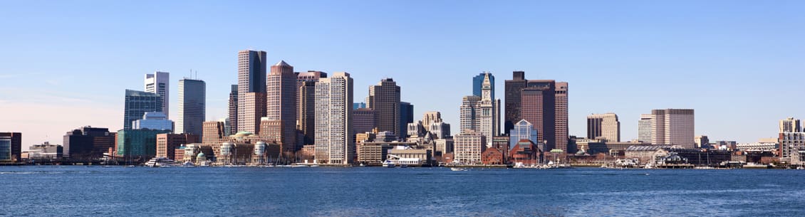 A view of the city skyline from across the water.