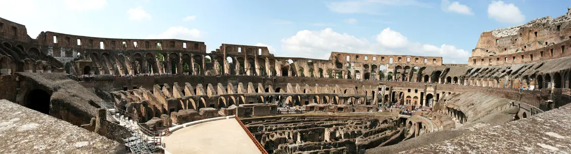 A view of the inside of an old building.