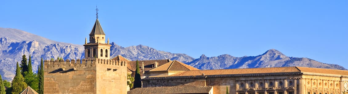 Alhambra palace and Sierra Nevada mountains.