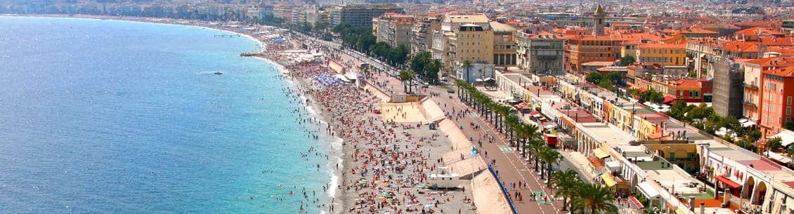 Aerial view of Nice, France beach.