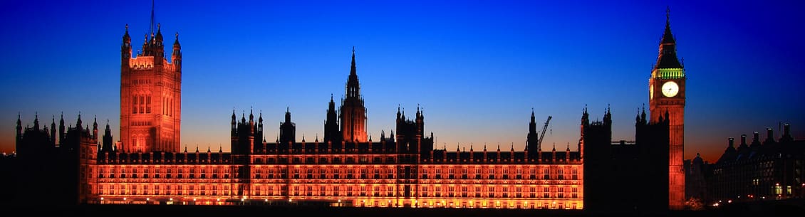 London Houses of Parliament at night.